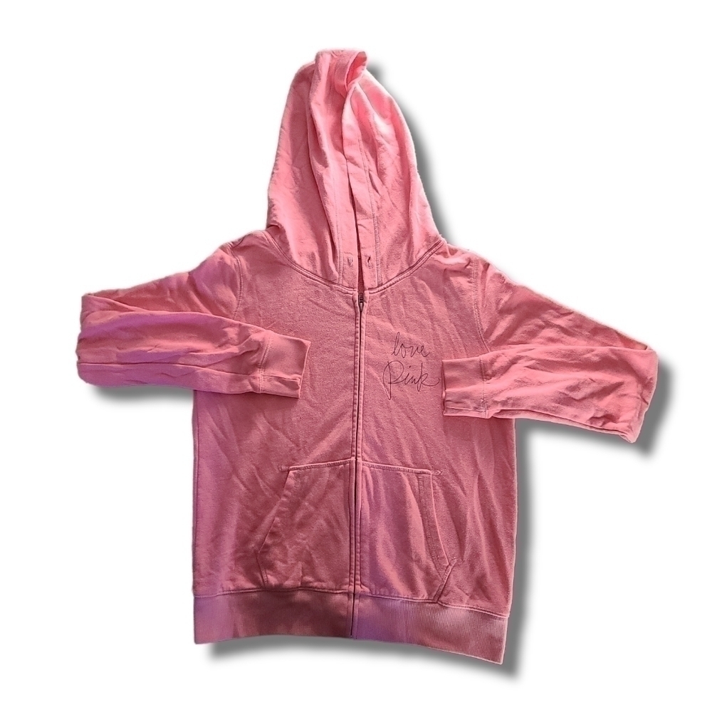 𝅺vs PINK Pink Black Logo Full-Zip Hoodie